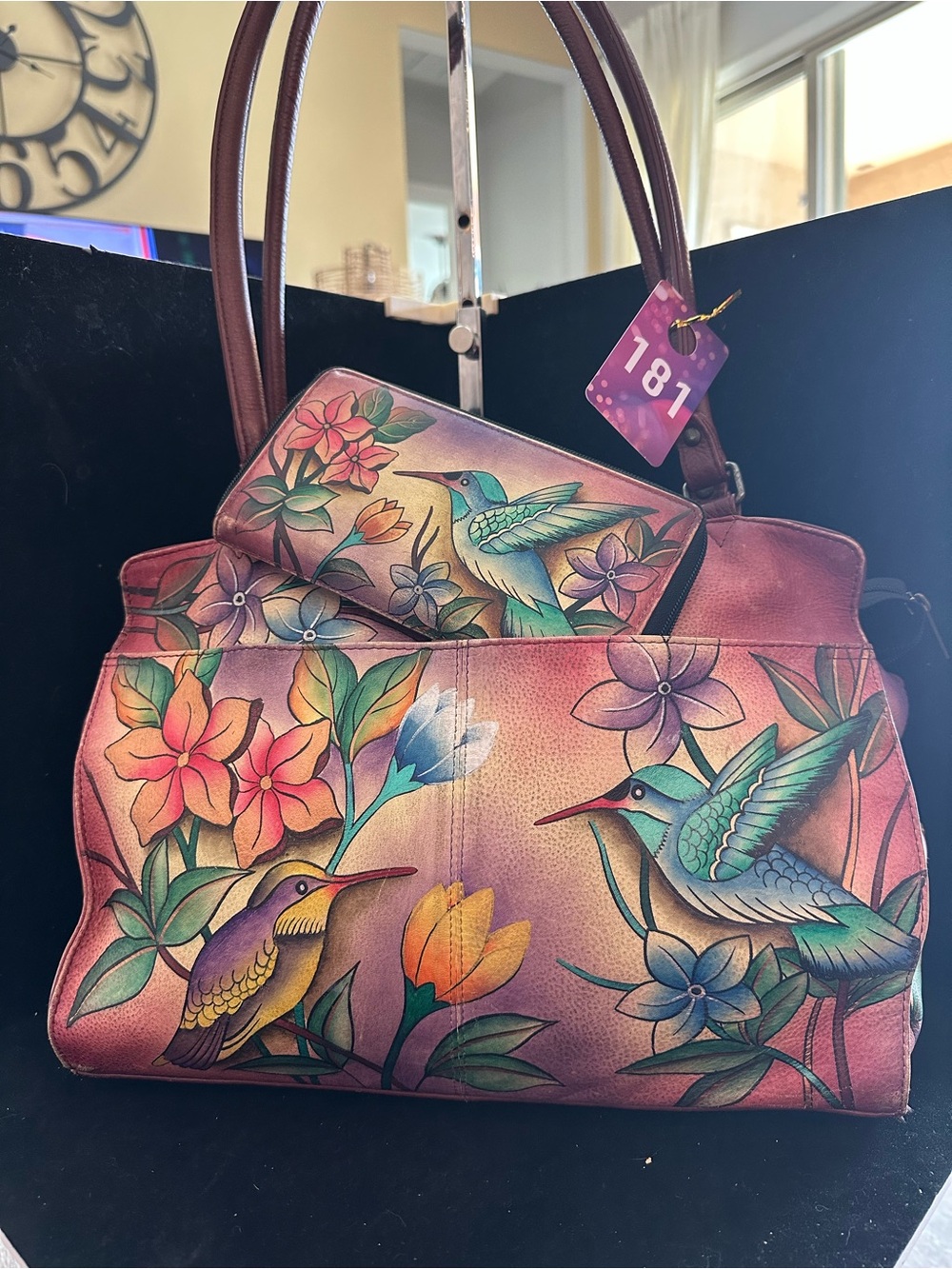 Anuschka # 181 large hobo tote and matching zip Around Wallet “Flying Jewels” - Picture 7 of 16
